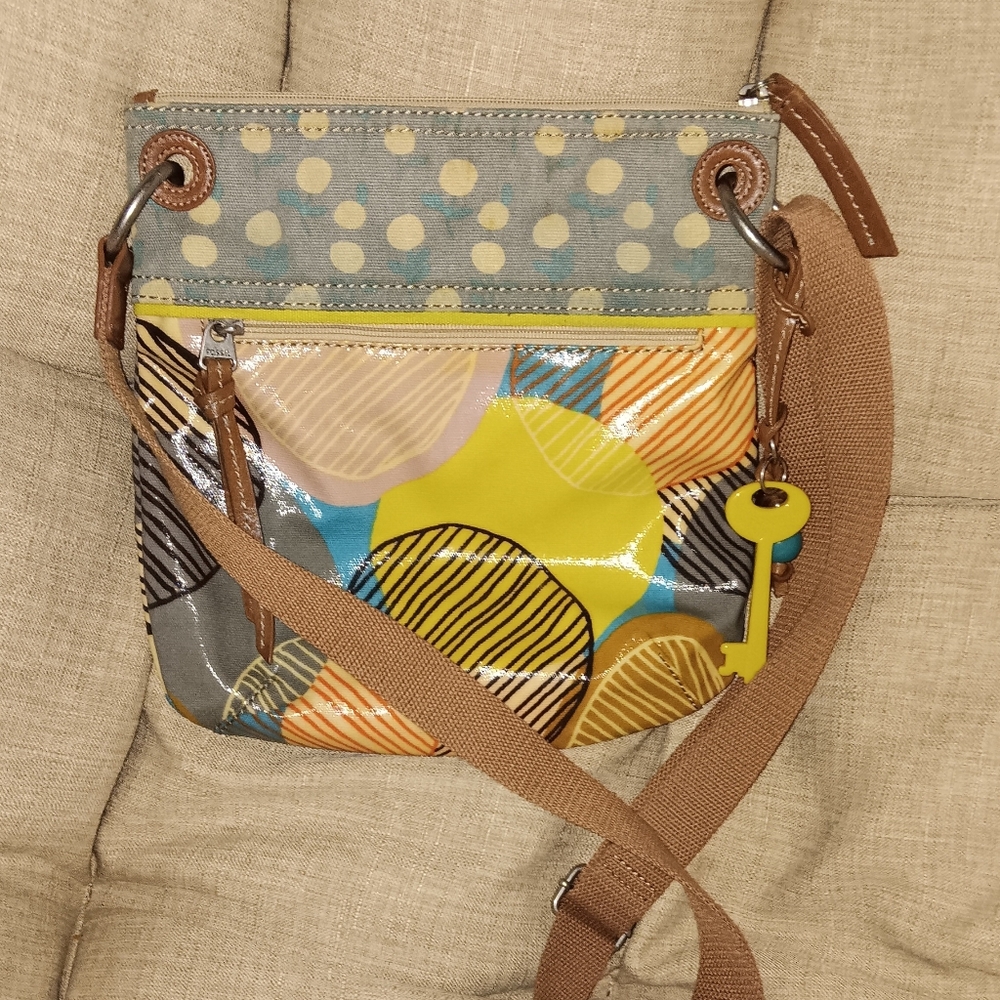 - Colorful Patterned  Crossbody Bag with Key Charm FOSSIL